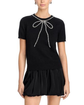 Embellished Bow Short Sleeve Sweater - Exclusive | Bloomingdale's (US)