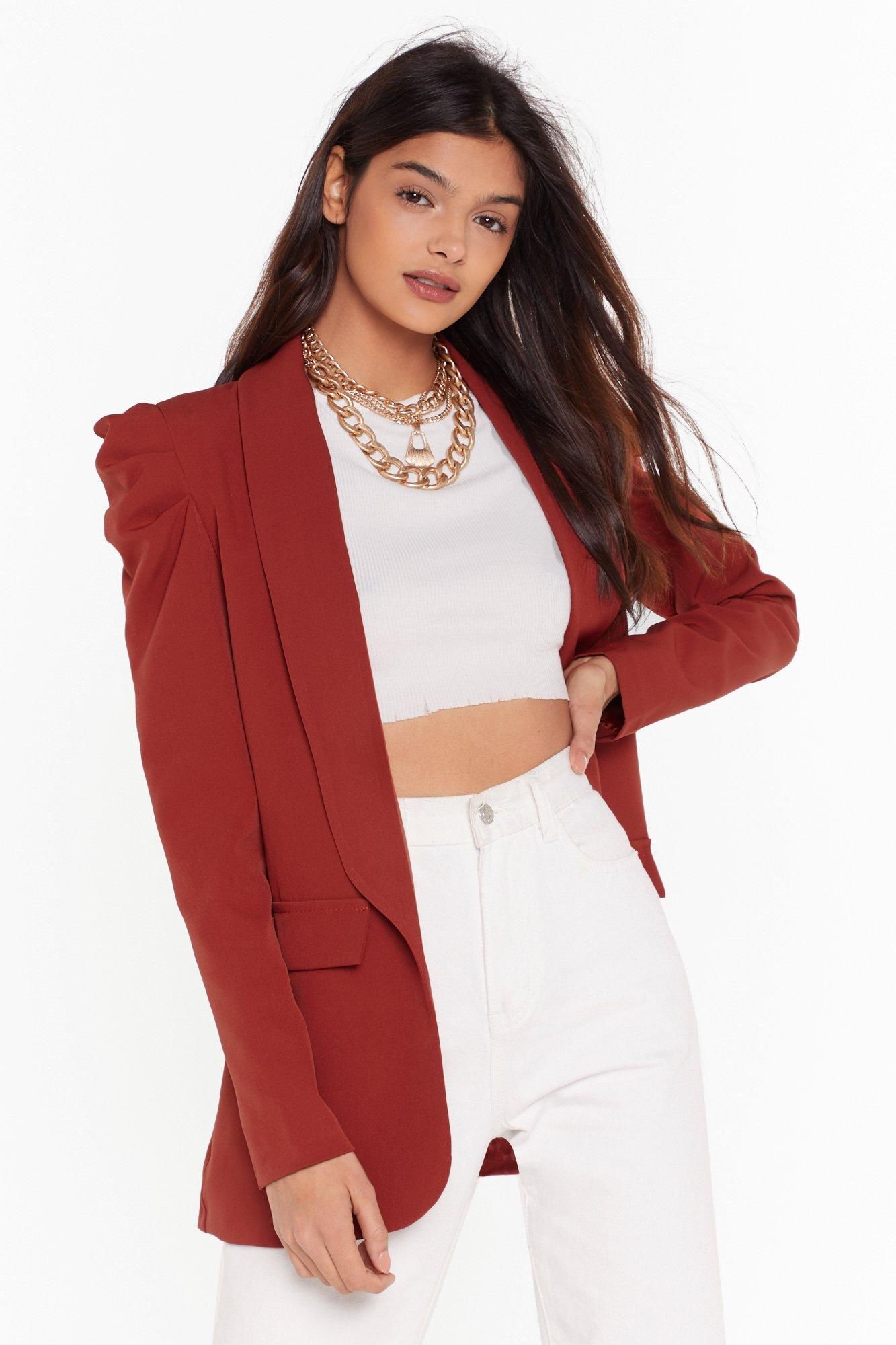 Womens With All Your Power Puff Shoulder Blazer - Rust | NastyGal (US & CA)