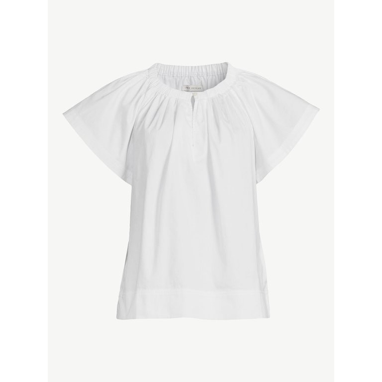 Free Assembly Women's Split Neck Top with Flutter Sleeves, Size XS-XXL | Walmart (US)