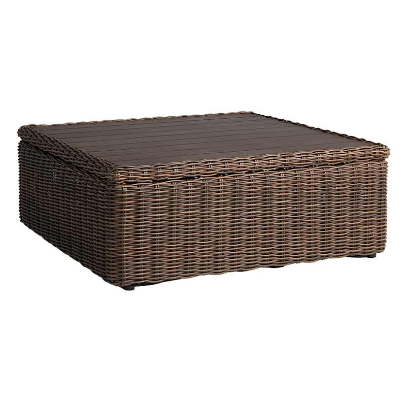 Espresso Wicker with Bronze Metal Top Storage Patio Coffee Table | At Home