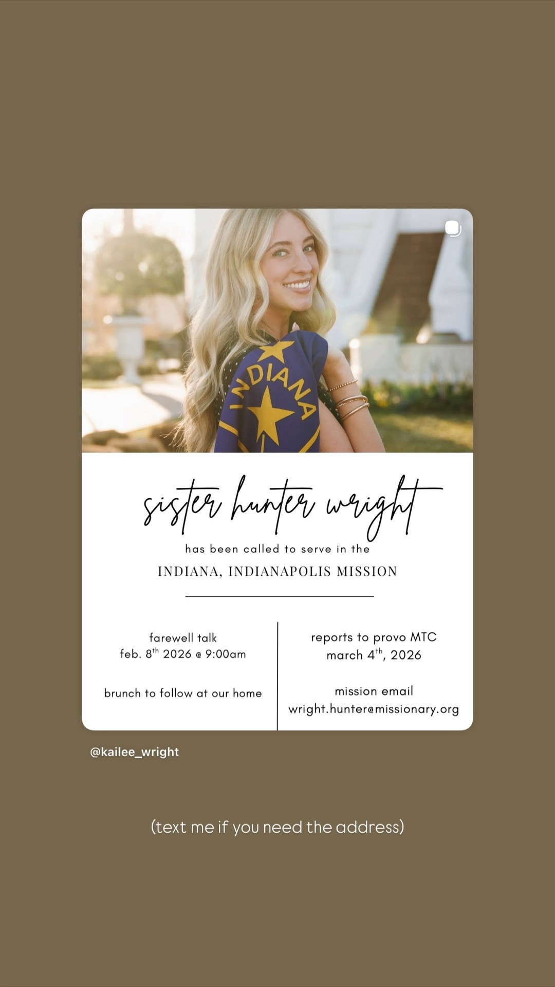 (text me if you need the address)