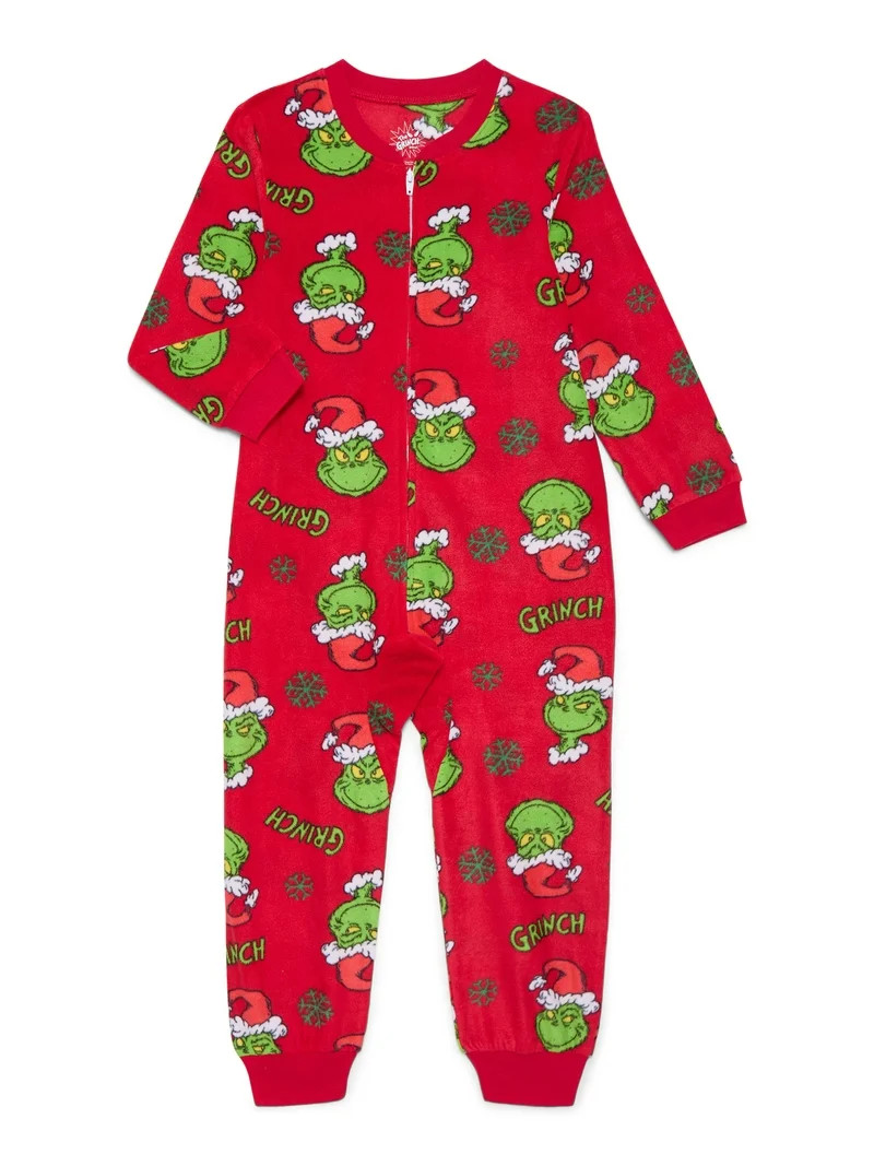 The Grinch Boys' Christmas One Piece Union Suit Pajamas, Sizes 4-12 | Walmart (US)
