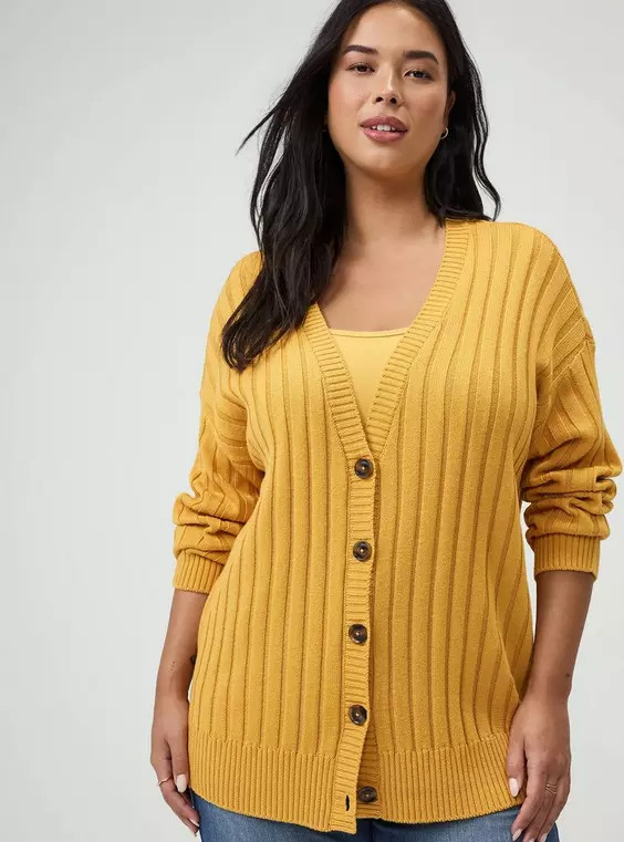 Ribbed Cardigan in Brown | Torrid (US & Canada)