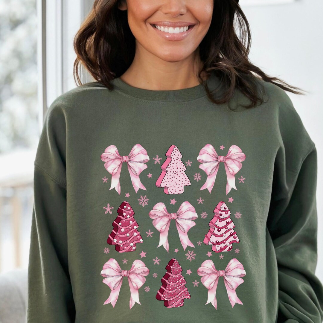 Coquette Bow Christmas Sweatshirt, Christmas Tree Shirt, Christmas Sweatshirt, Girly Christmas Sw... | Etsy (US)