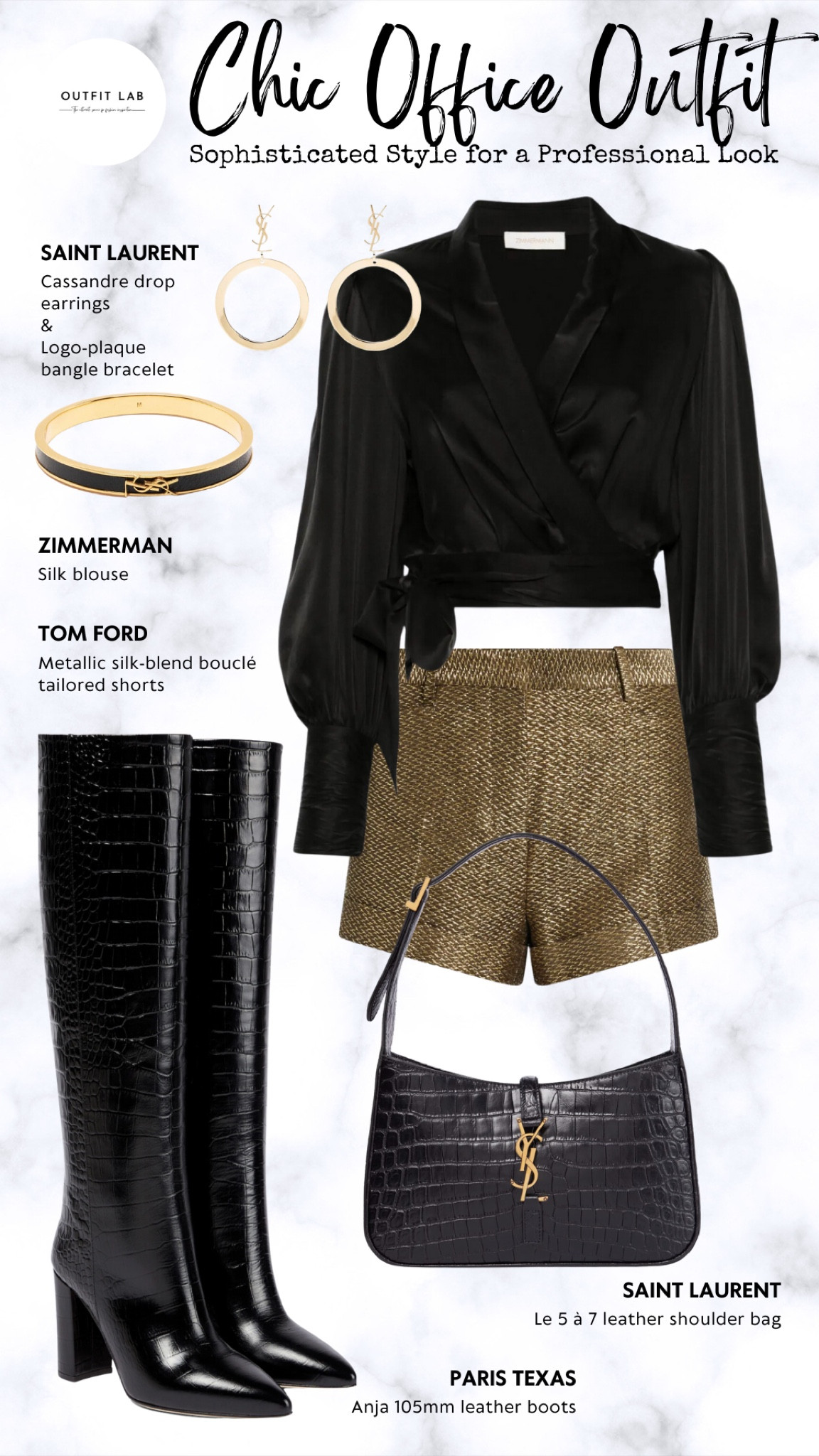Chic Office Outfit: Sophisticated Style for a Professional Look

Elevate your workwear with this chic professional outfit. Featuring sophisticated Tom Ford shorts paired with stylish Paris Texas boots for a modern yet polished look. Complete the ensemble with a classic Zimmerman blouse and accessorize with Saint Laurent bag, earrings, and bracelet. Perfect for maintaining a fashionable and professional appearance at the office, this outfit ensures you stand out with elegance. Shop now to enhance your work wardrobe with this stunning ensemble!

#LTKSeasonal #LTKWorkwear #LTKStyleTip