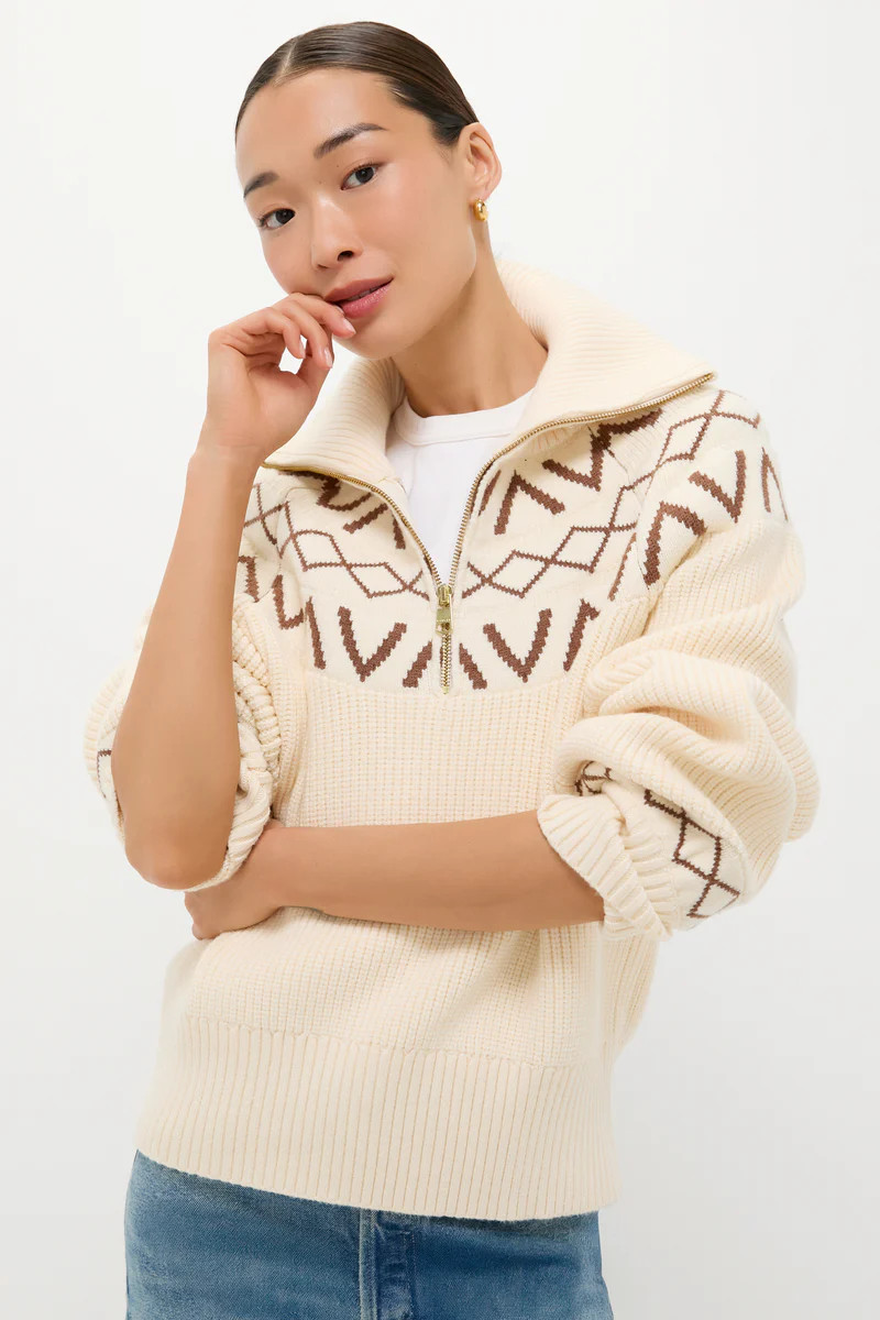 Whitecap Grey Sigrid Fairisle Half Zip Knit | Tuckernuck (US)