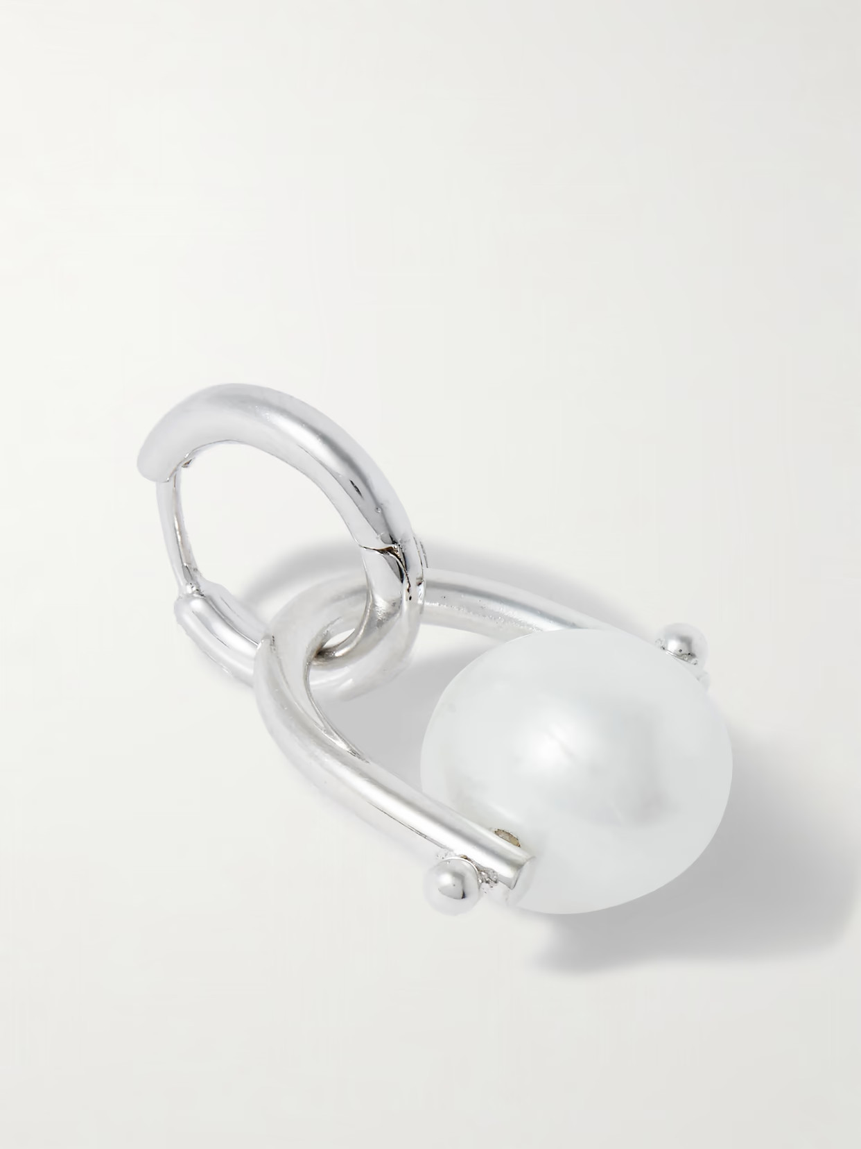 Loren Stewart - Pascal Padlock Sterling Silver Pearl Hoop Single Earring - One size | NET-A-PORTER APAC