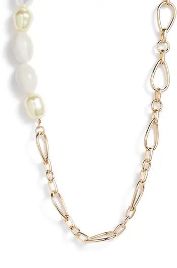 Nordstrom Asymmetric Imitation Pearl & Chain Link Collar Necklace | Nordstrom | Nordstrom