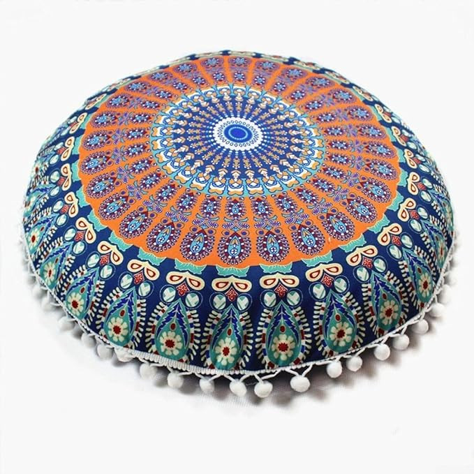 Funda de cojín redonda con temática bohemia con diseño atractivo perfecto para varios espacios... | Amazon (ES)