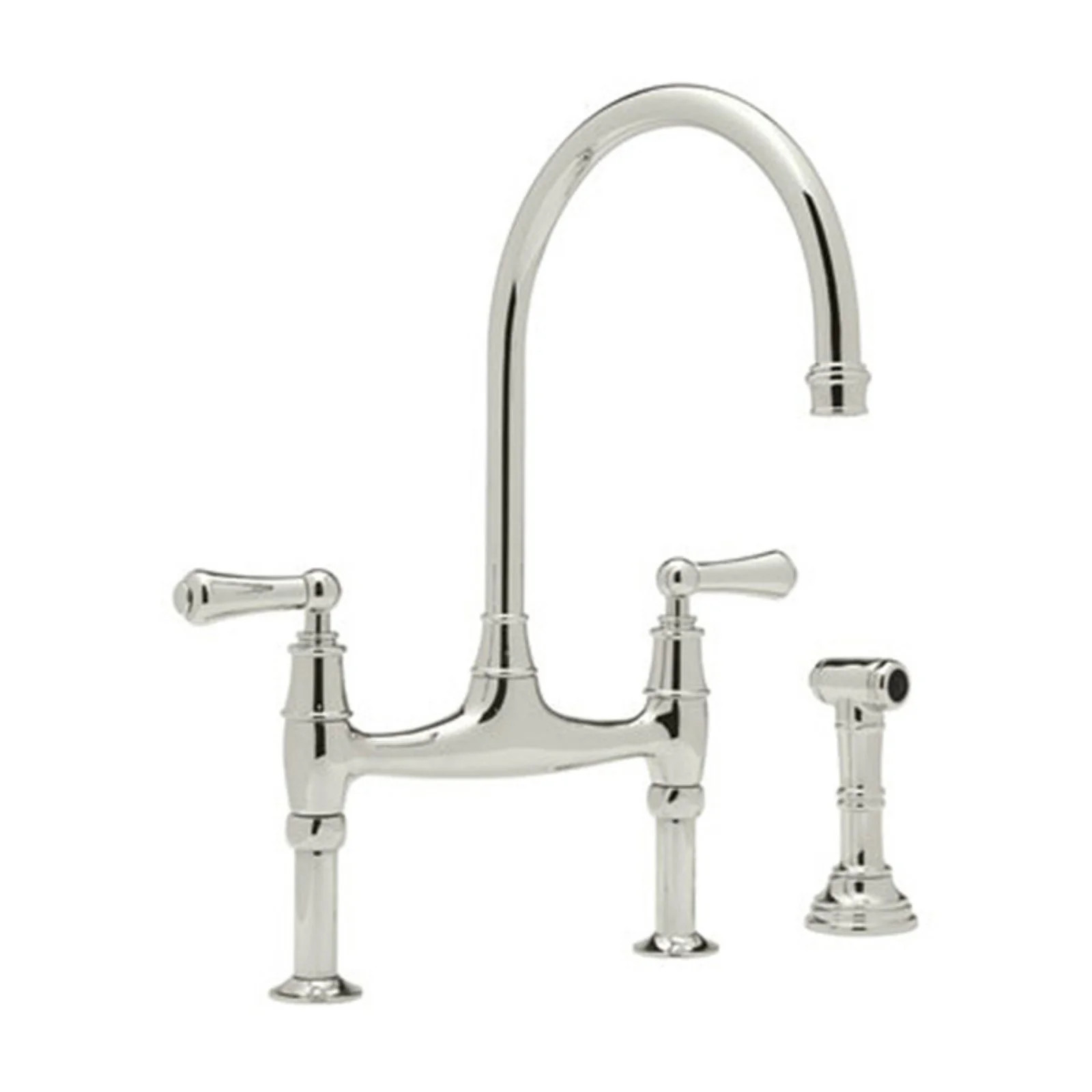 Perrin & Rowe Georgian Era Deck Mount Bridge Kitchen Faucet With Sidespray In Polished Nickel Wit... | Walmart (US)
