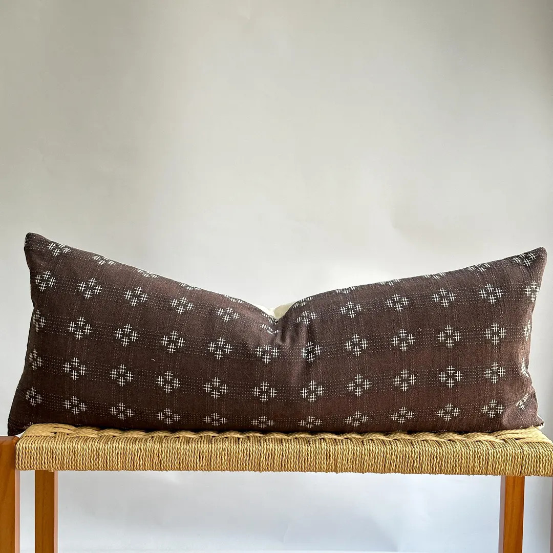 Beige Dot Block Print Mudcloth Hmong Pillow Case | Etsy (US)