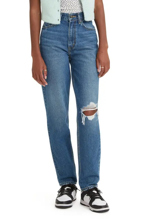 levi's '80s Ripped High Waist Mom Jeans in Z2028 Medium Indigo at Nordstrom, Size 26 30 | Nordstrom