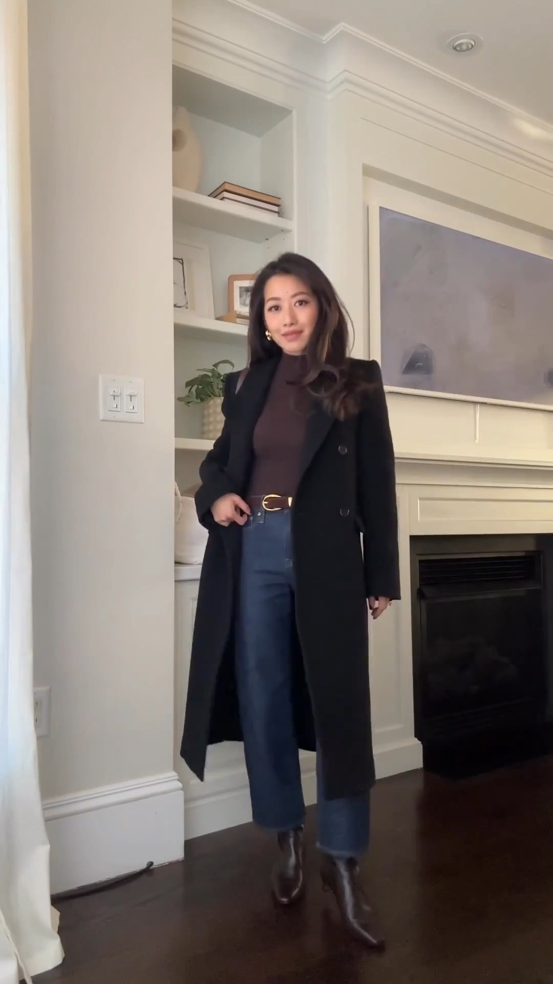 Fall winter staples with good basics. Exact coat linked  + two similar options in petite sizing!

Intro lounge wear : 
• petite friendly Aritzia fleece sweatpants XS Short ( I can also do XXS Short for snugger at waist)

• Neiwai barely zero spaghetti strap bra - the comfiest! 

Outfit:
• brown mock neck top - old Madewell. linked similar, I just got the Aritzia one. I size up and take XS in their homestretch tees 

• J. Crew slim wide jeans 24 P - J. Crew jeans run about a half size big for me but I don't mind a little extra room at the waist these days. 

• Aritzia constant coat xxs (oversized on petites) in the wool cashmere material. This is a Long length on petites in body and sleeves but I love it

• Madewell triple metal keeper belt xxs 

• Heaven mayhem earrings mini size - super lightweight 

• Madewell dimes ankle boots 5.5, a little narrow so I took my bigger half size. 

• Madewell bucket bag full size to fit my laptop 

Petite friendly fall smart casual, winter outfit, winter coat, dark blue jeans, ankle boots
 

 #LTKShoeCrush

#LTKPetite #LTKWorkwear