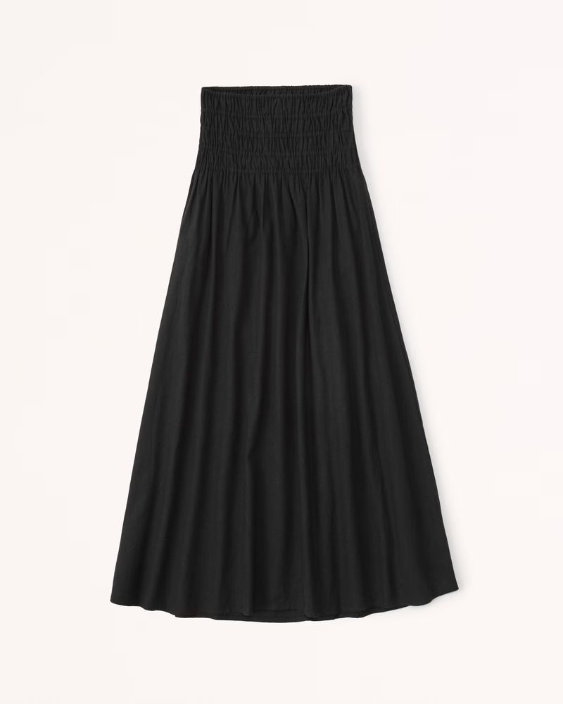 Linen-Blend Ruched Waist Maxi Skirt | Abercrombie & Fitch (US)