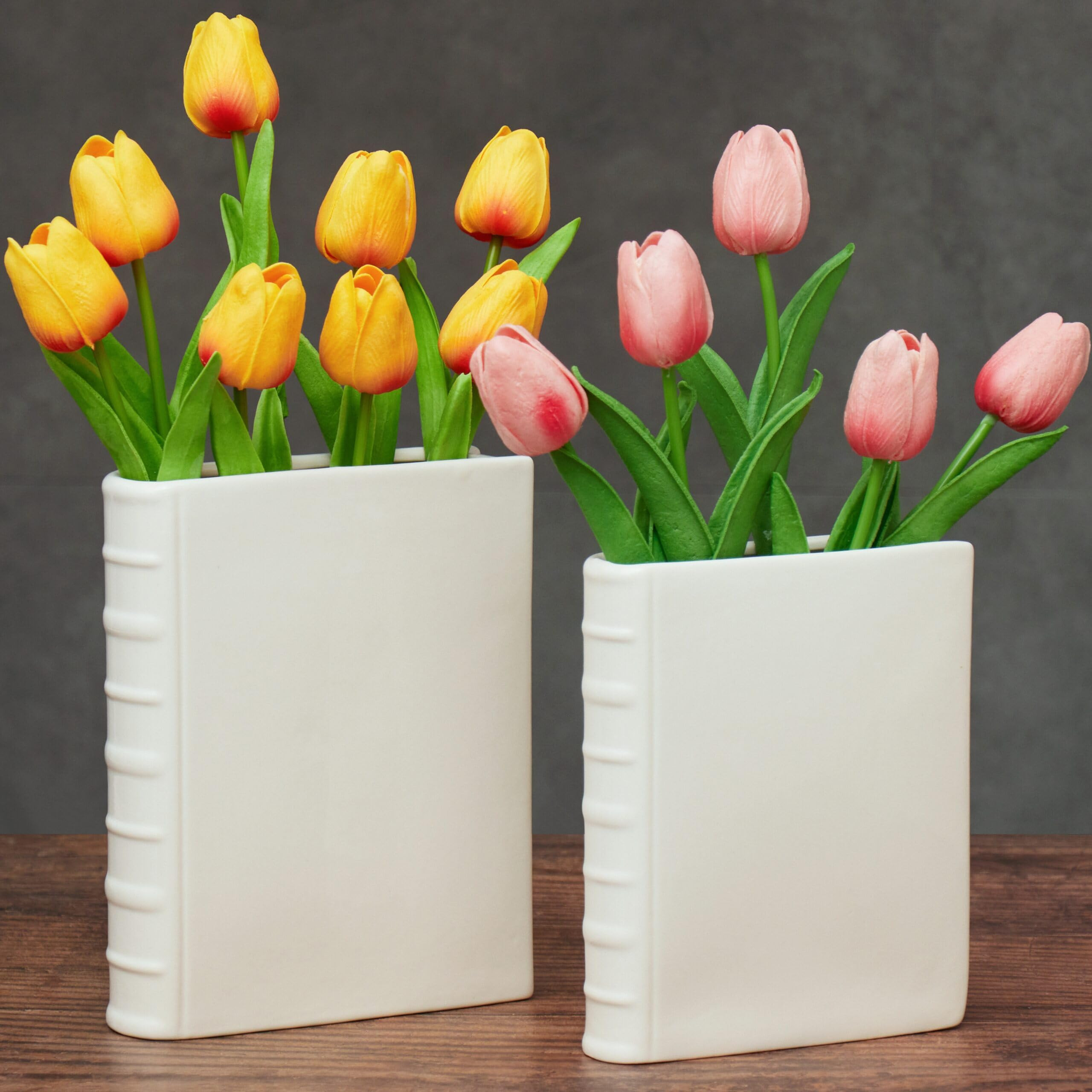 Book Shaped Vase, Ceramic Book Vase for Flowers - Set of 2, Literary Decor, Cute Bookshelf Decor,... | Amazon (US)