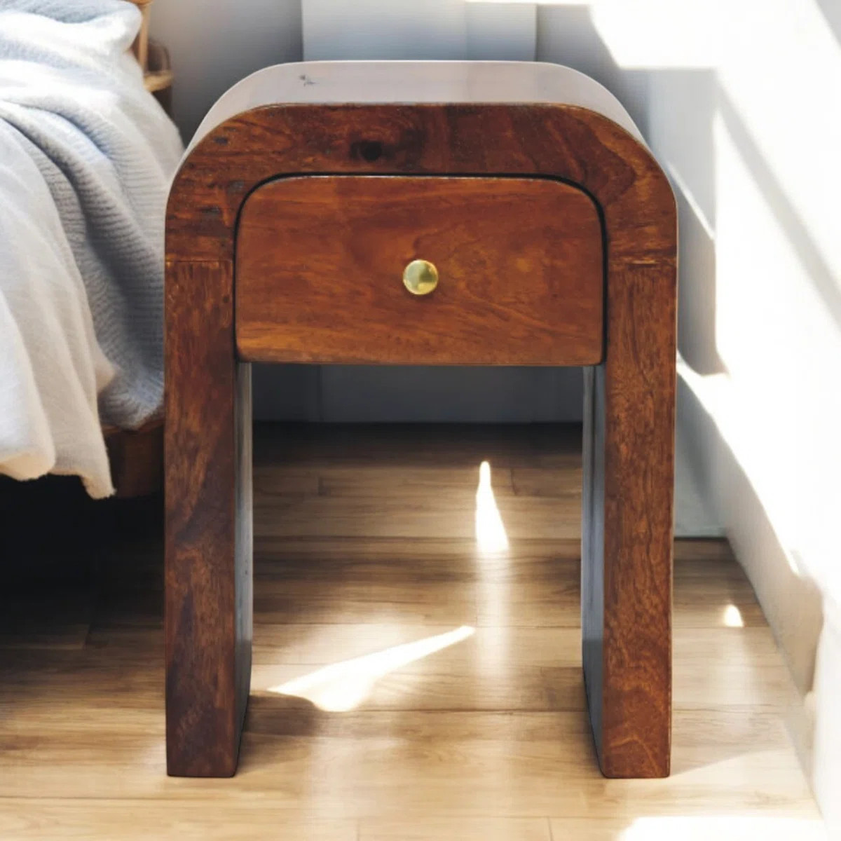 Mini Darcy Chestnut Nightstand With Curved Edges | Wayfair North America
