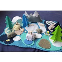 Arctic Play Mat Christmas Small World Set Kids Gift Felt Waldorf Set Pretend Travel Educational Toy Playscape Polar Animals Snow | Etsy (US)