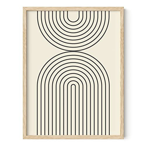 HAUS AND HUES Boho Wall Art Framed - Boho Art, Geometric Print Art, Geometric Wall Art Decor (Beige Framed 12x16) | Amazon (US)