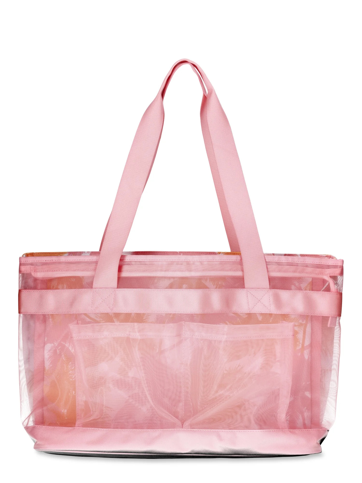 No Boundaries Women's Double Cooler Tote Bag, Mystic Coral Palm | Walmart (US)