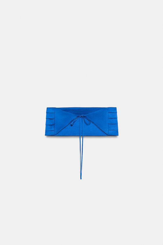 Zara - Pleated Cummerbund Belt - Bluish - M - Woman | Zara US