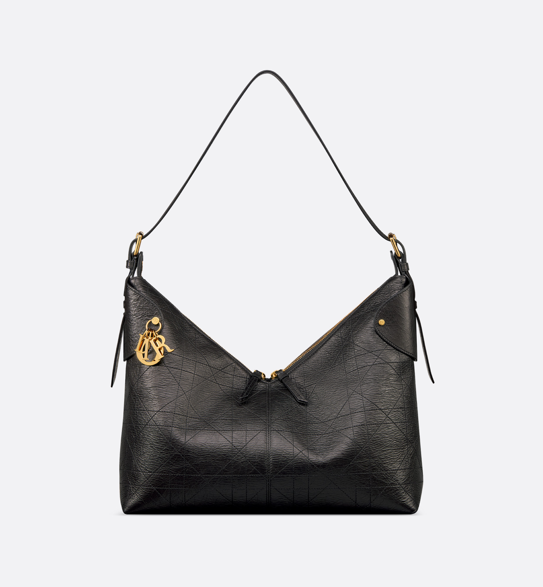 Large Dior Voyage Bag Black Flat Macrocannage Crinkled Calfskin | DIOR | Christian Dior Parfums UK