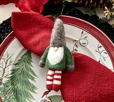 Gnome Handcrafted Wool Felt Napkin Rings - Set of 4 | Pottery Barn (US)
