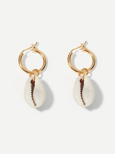 Shell Decor Hoop Drop Earrings 1pair | ROMWE