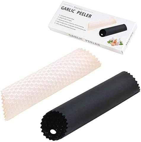 2 Set Silicone Garlic Peeler Easy Roller Tube Useful Garlic Odorfree Kitchen Tool (Black,Clear) | Amazon (US)