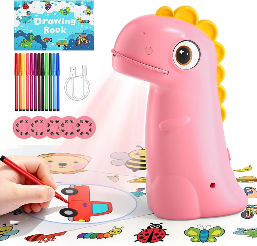 CS COSDDI Drawing Projector for Kids, Easter Baskets for Kids Rechargeable Dinosaur Projector, Ea... | Amazon (US)