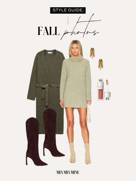 Fall outfit ideas / fall photo outfit 
Mango green cardigan
Revolve green sweater dress
Schutz knee high boots 



#LTKSeasonal #LTKstyletip #LTKshoecrush