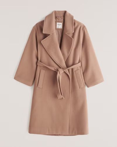 Slouchy Belted Wool-Blend Coat | Abercrombie & Fitch (US)
