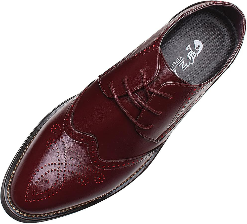 Men's Smart Pointed-Toe Dress Shoes Lace-up Formal Business Wedding Brogues | Amazon (CA)