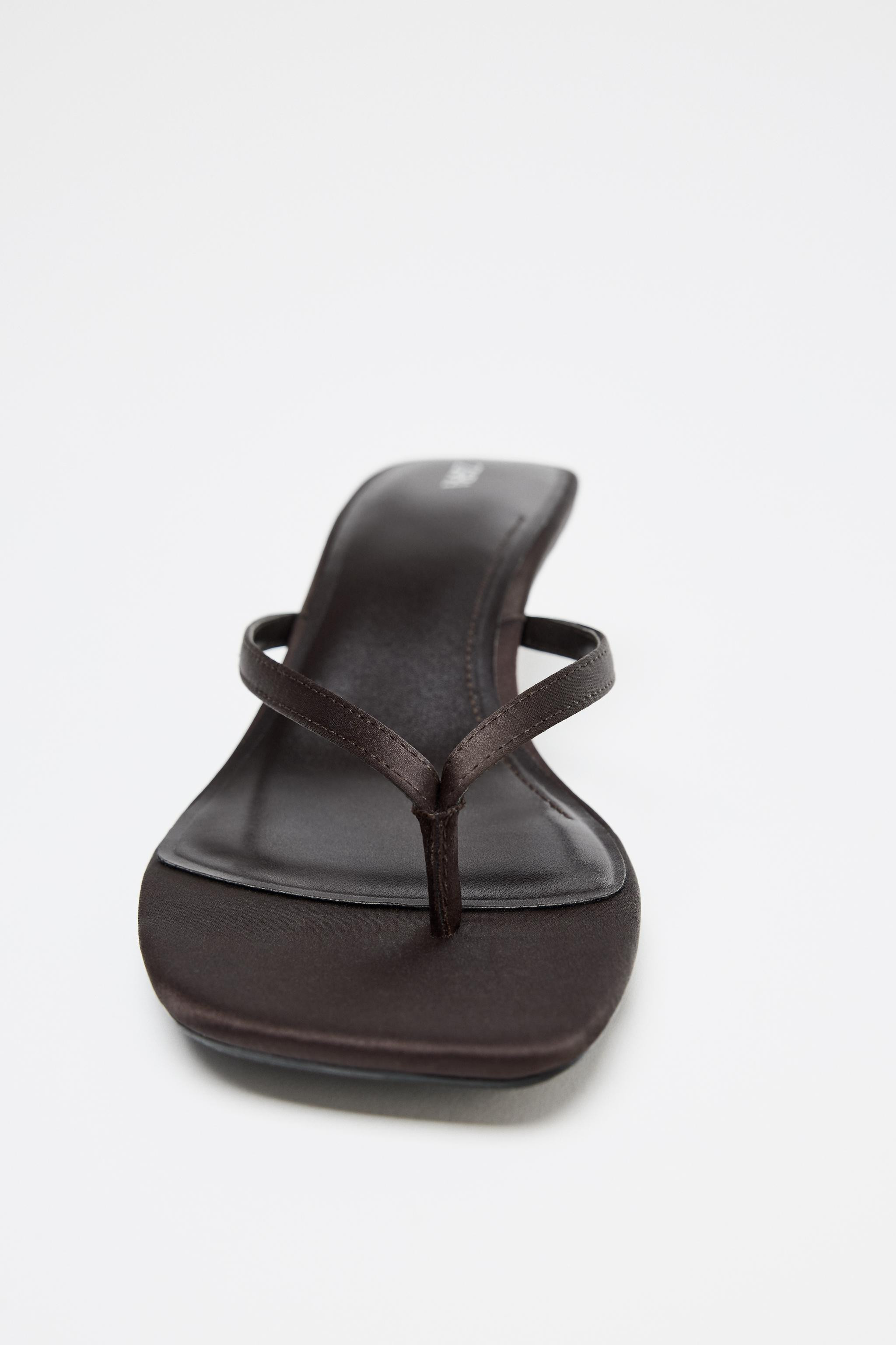 SATIN KITTEN HEEL SANDALS | Zara US