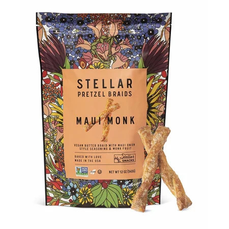 Stellar Snacks Maui Monk Pretzel Braids, 12 OZ Large Bag - Vegan, Kosher, Non-GMO Rods, Twists, Sticks | Walmart (US)