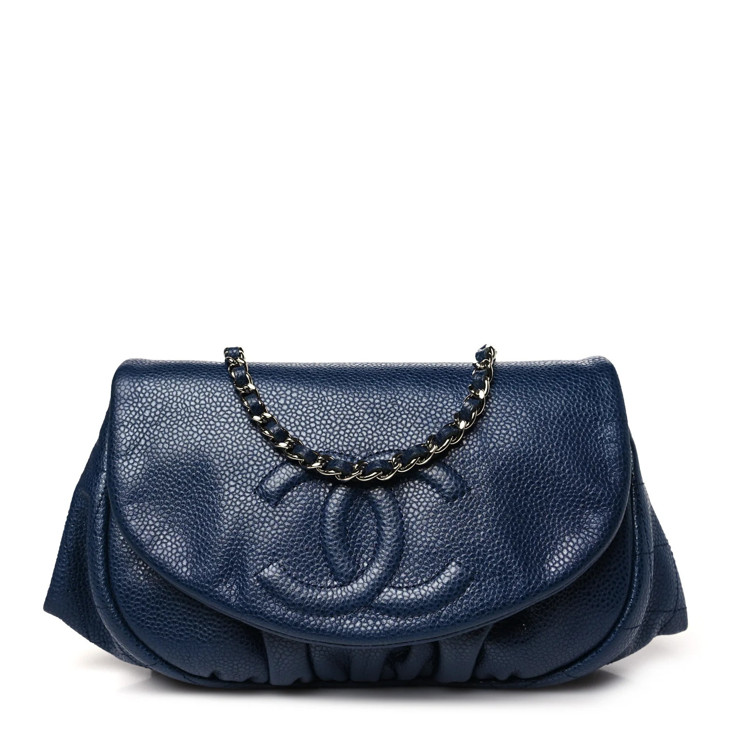 Caviar Half Moon Wallet On Chain WOC Navy | FASHIONPHILE (US)