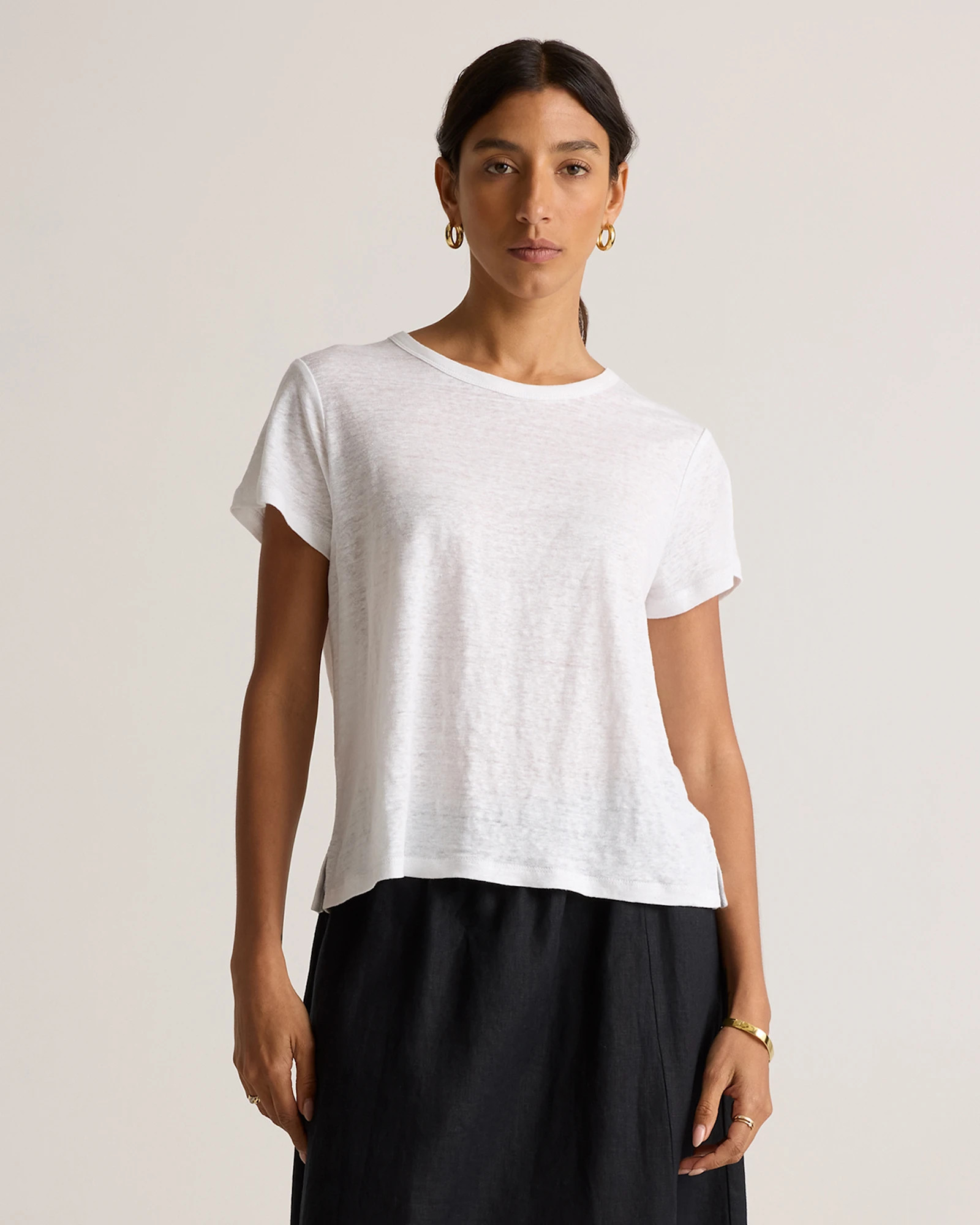 100% European Linen Jersey Tee in White | Quince
