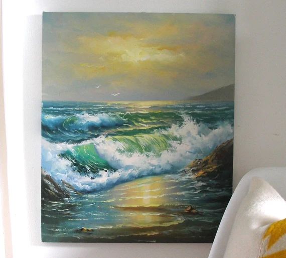 Ocean Painting - Oregon Coast - Vintage Painting - Acrylic or Oil - Waves - Sunset - Sunrise - Ocean | Etsy (US)