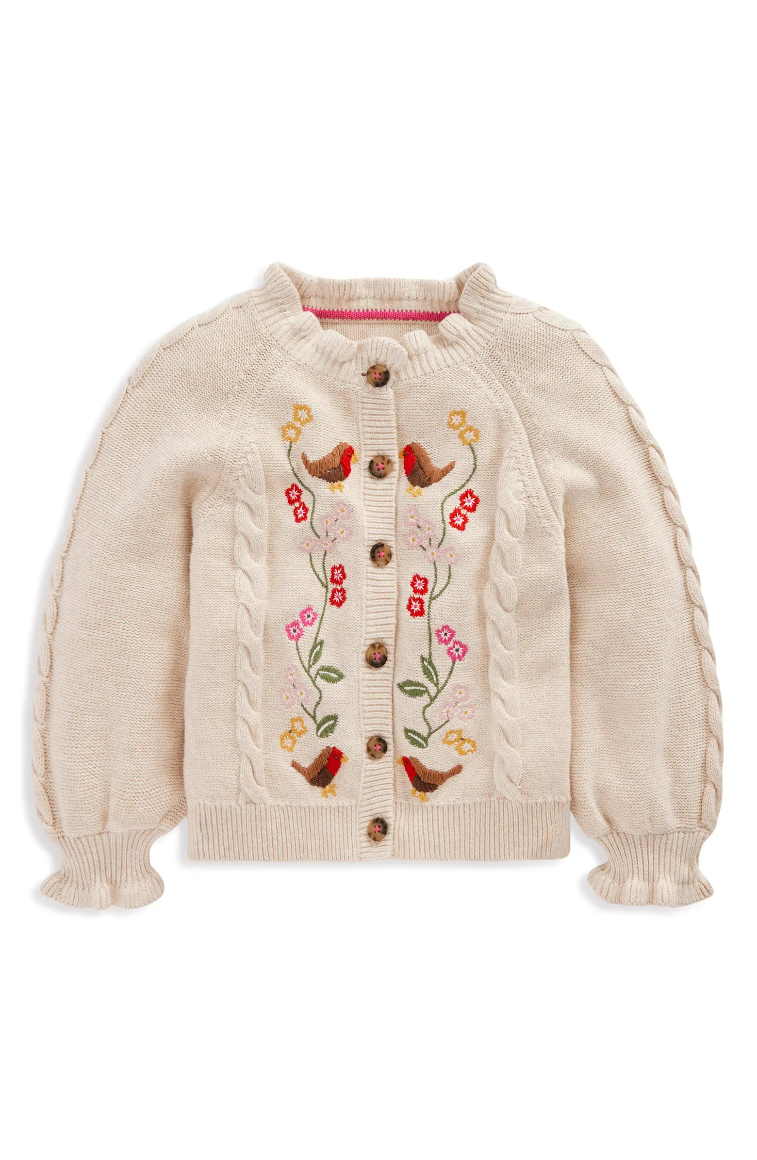 Kids' Floral Embroidered Cotton Cardigan | Nordstrom