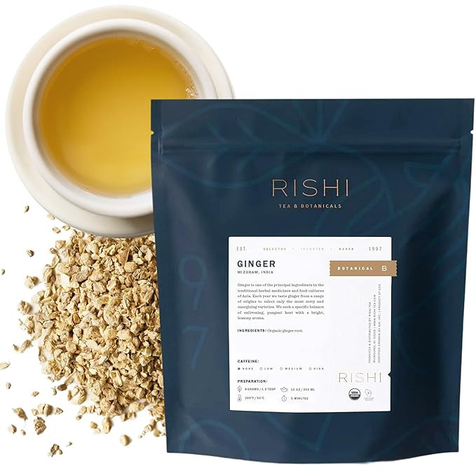 Rishi Tea Ginger Herbal Tea - Organic, Caffeine Free Loose Leaf, Pure Botanical Blend - 16 Ounces... | Amazon (US)