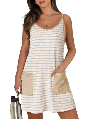 Fisoew Womens Tennis Athletic Dress Mini Romper Dress with Built in Shorts Summer Vacation Outfit... | Amazon (US)