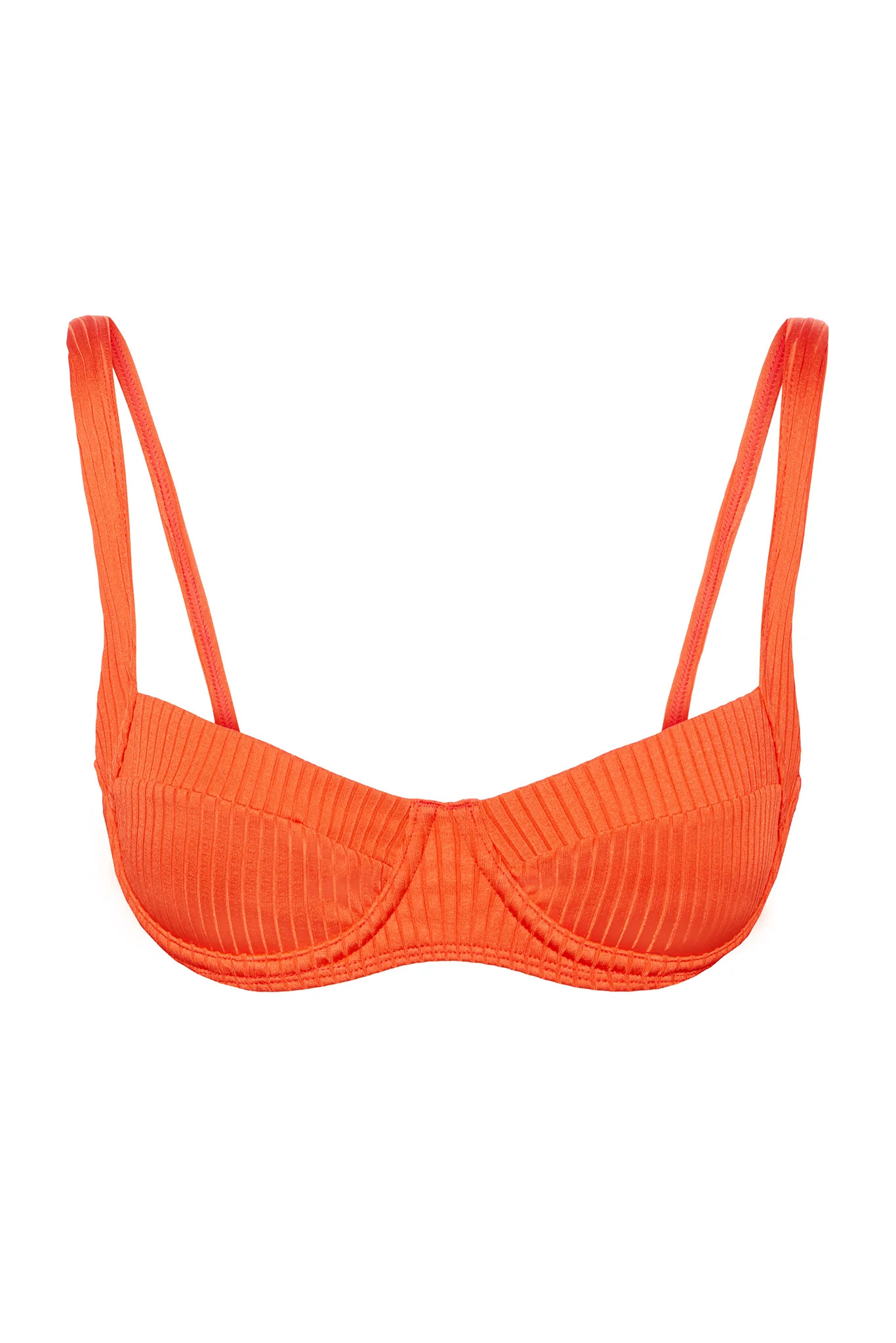 Sorrento Top - Papaya Wide Rib | Monday Swimwear