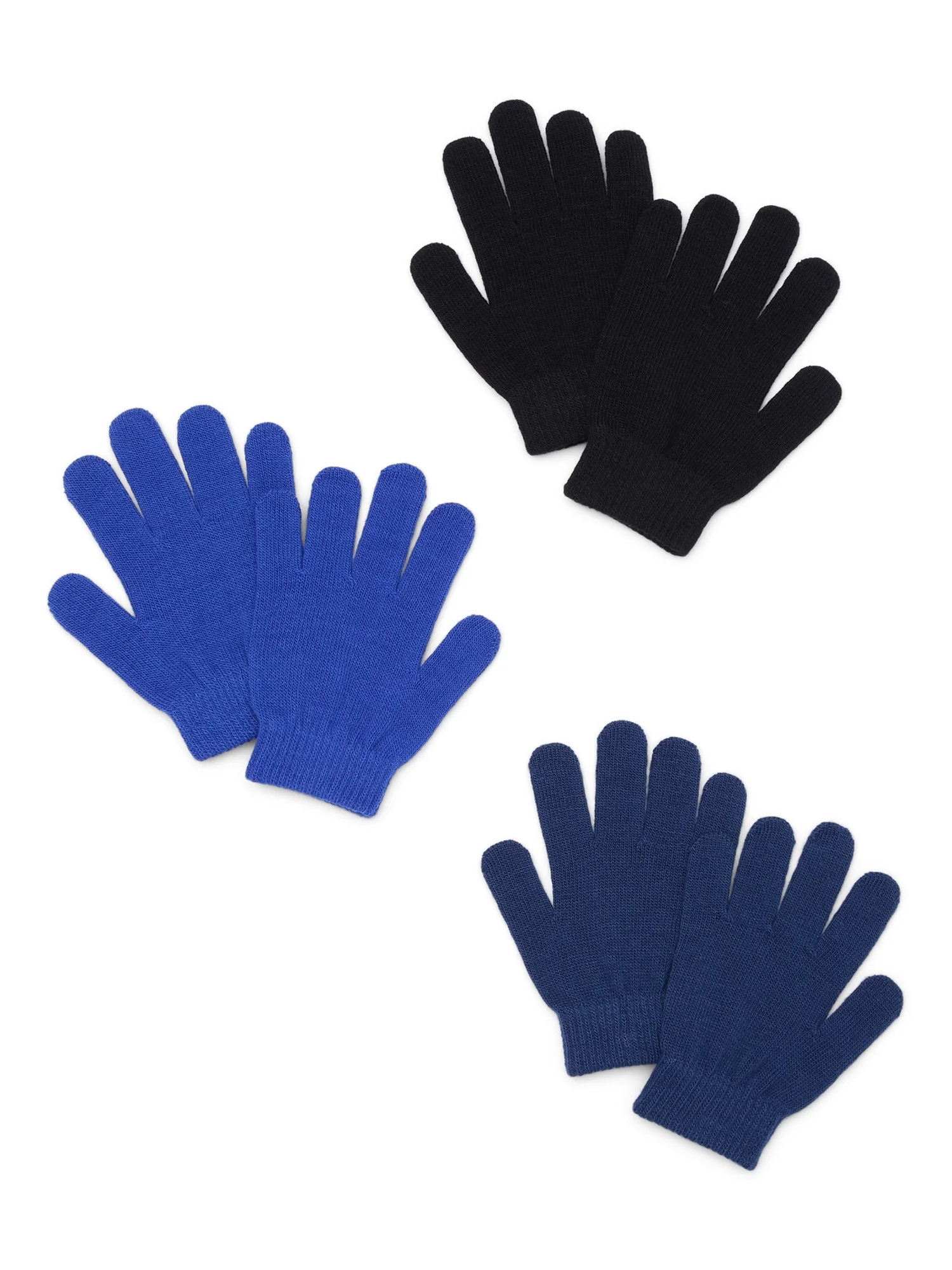 Wonder Nation Boys' Magic Knit Gloves, 3-Pack, Reflex Blue | Walmart (US)