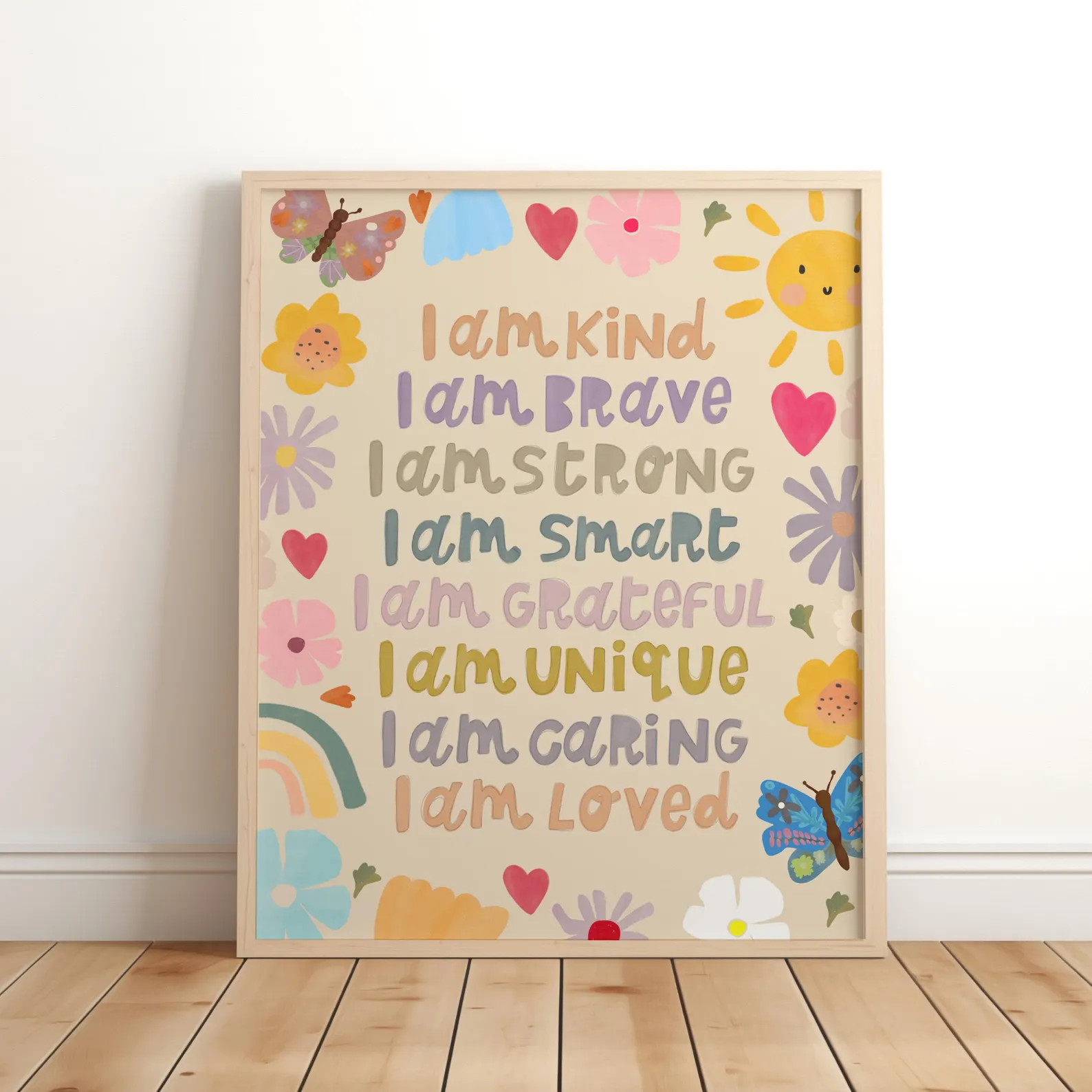Floral Affirmation Print, Kid's Inspirational Bedroom Print, Sunshine, Cute Wall Art, Girl's Play... | Etsy (Global)