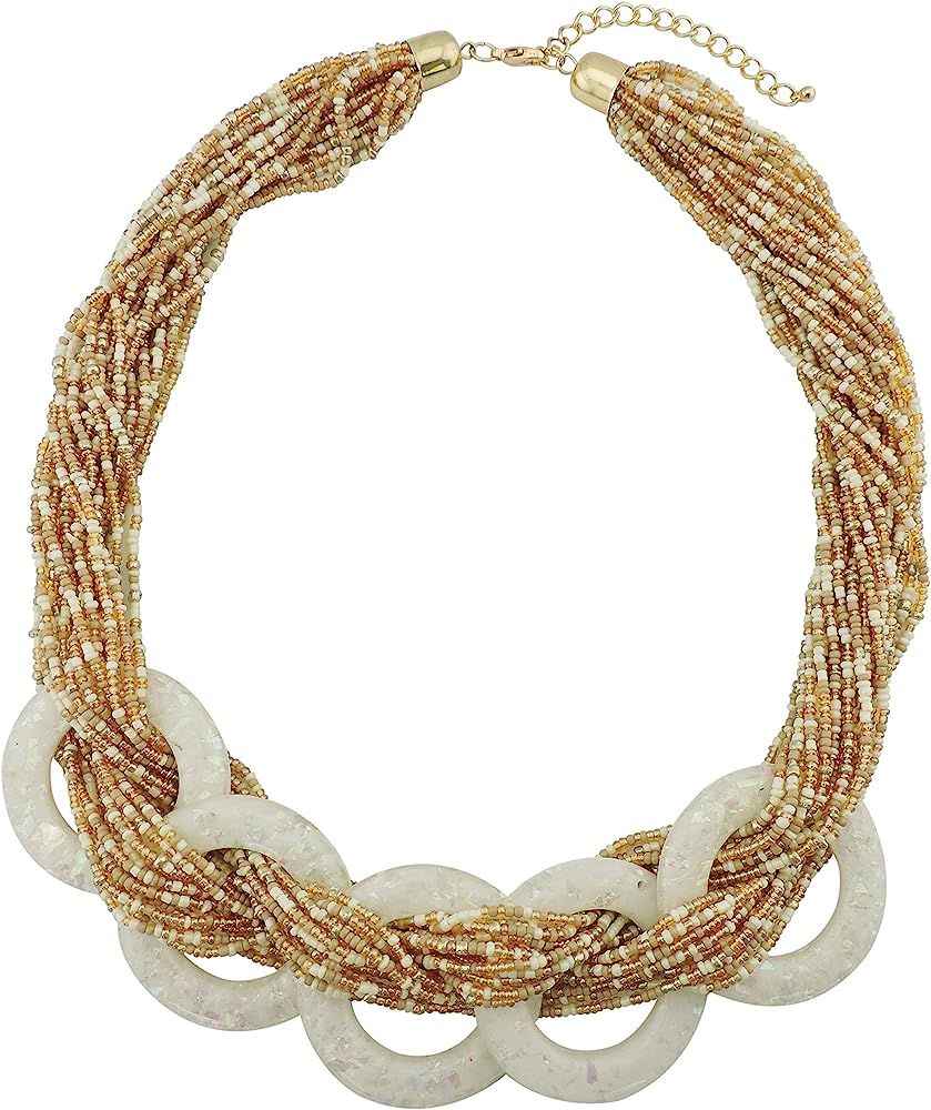Bocar Multiple Row Handmade Beaded Statement 25" Necklace for Women (NK-10557) | Amazon (US)
