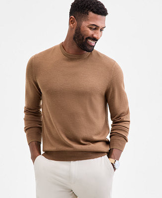 Club Room Men's Solid Crew Neck Merino Wool Blend Sweater, Created for Macy's  - Macy's | Macy's