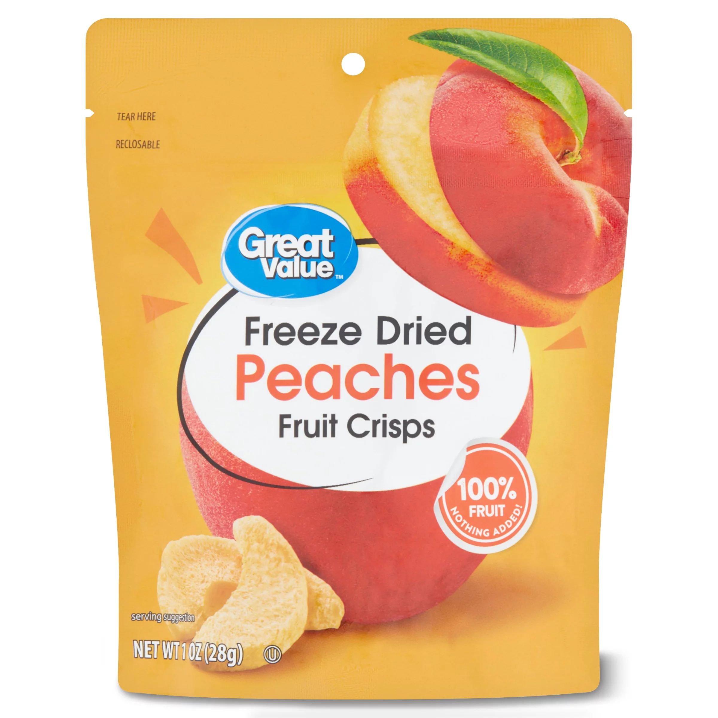 Great Value Freeze Dried Peach Crisps, 1 oz | Walmart (US)