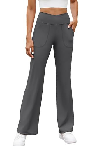 Misakia Trouser Style Yoga Pants for Women Lounge Pants Sweatpant Elastic Stretchy Womens Yoga Pants Deep Grey M | Amazon (US)