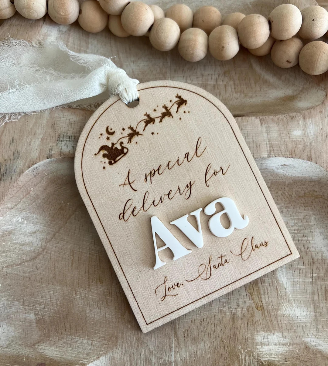 Santa Gift Tag, Personalized, Special Delivery, 3D Wooden Christmas Tag - Etsy | Etsy (US)