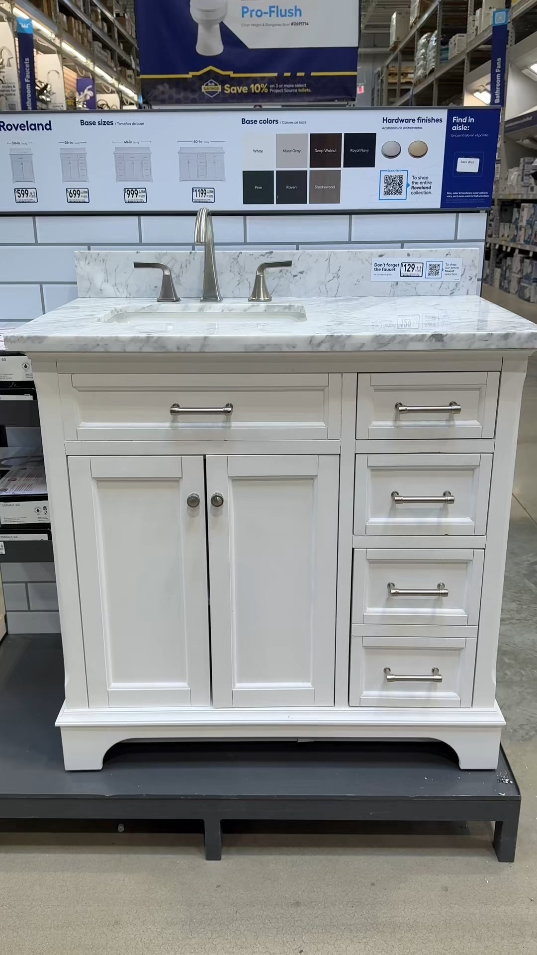 Elegant and functional! ✨ The allen + roth Roveland 36” Vanity is designed with a sleek white finish, brushed nickel hardware, and a beautiful Carrara marble top that instantly elevates any bathroom. 🤍 With soft-close drawers, adjustable shelving, and a slide-out tiered shelf, it offers plenty of storage while keeping a high-end look. A versatile piece that complements a variety of bathroom styles — and it comes in multiple finishes to suit your space. Luxe inspo, made practical! 🛁

#BathroomInspo #BathroomVanity #LowesFind


#LTKSaleAlert #LTKHome #LTKStyleTip