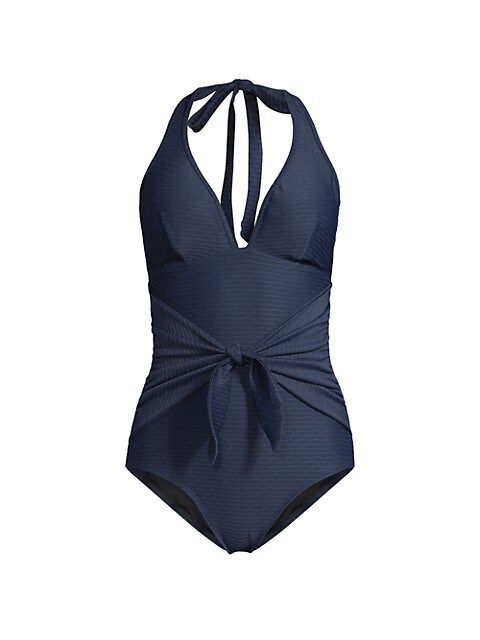 Tie-Front Halter One-Piece Swimsuit | Saks Fifth Avenue
